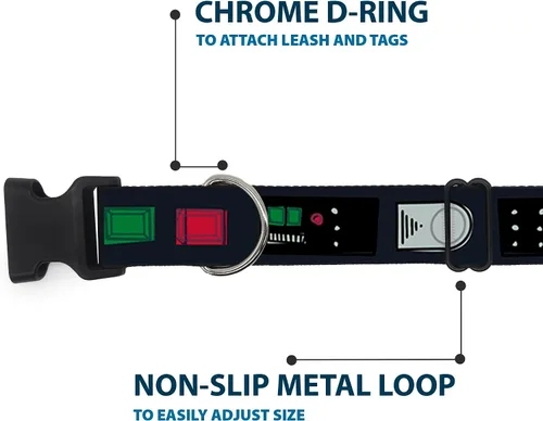 Vista 4 de Buckle-Down Collar de perro Clip de plástico Star Wars Darth Vader Cinturón Utilitario Bounding3 Negro Grises Rojos 9 a 15 pulgadas 1.0 pulgadas