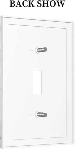 Vista 4 de Cubierta de interruptor de luz de palanca individual de mármol blanco y gris, placa frontal de plástico de 1 pandilla para decoración del hogar, 5 x