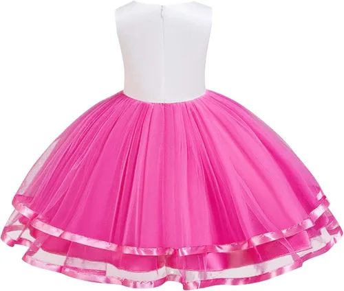 Vista 3 de COTRIO Unicorn Costume Fancy Dress Up Flower Girls Dresses Pageant Party Evening Gowns Halloween Tutu Dress