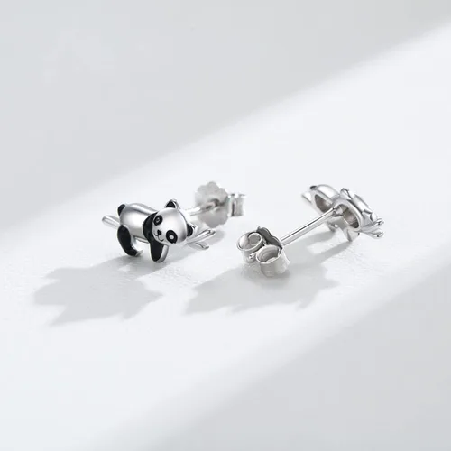 Vista 4 de Pendientes de animal de plata de ley 925 con diseño de pandakoalaperezoso, joyería de animales, regalo para mujeres y niñas, aretes hipoalergénicos