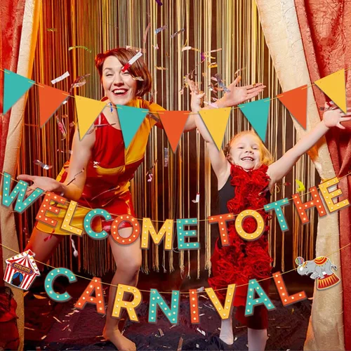 Vista 3 de Cartel de bienvenida al carnaval: decoraciones de fiesta temática de carnaval y circo, juegos y pancartas
