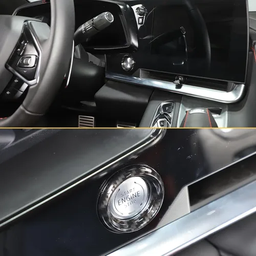 Vista 7 de Cubierta decorativa para el botón de arranque del motor del interior del automóvil compatible con Chevrolet Corvette C8 Stingray 2020-2023, cubierta