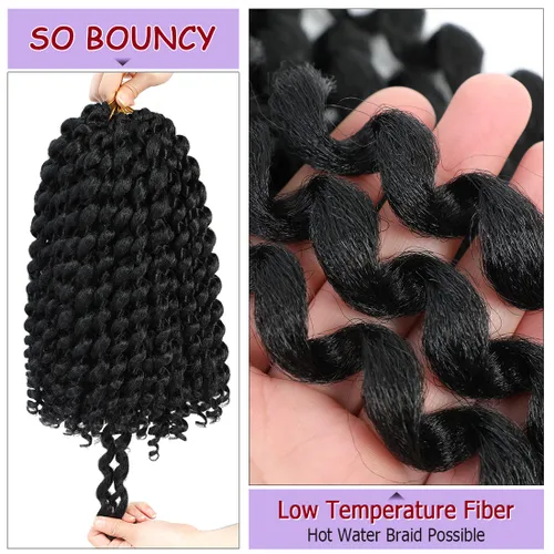 Vista 6 de Cabello Jamaicano de ganchillo para mujeres negras, 4 paquetes de 72 raíces, color negro natural, rizos de ganchillo corto preanudado