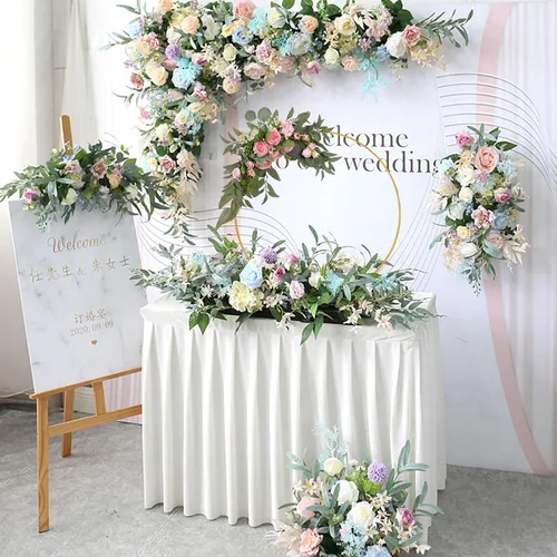 Vista 9 de Centros de mesa decorativos 10 piezas de 12 pulgadas, aros florales de metal para centros de mesa de boda para mesas con luces. Anillos de aro