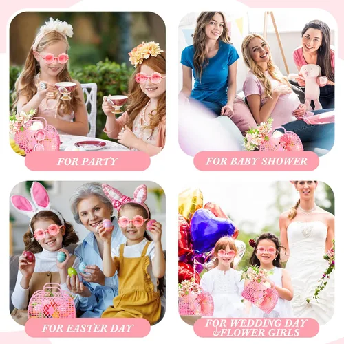 Vista 6 de Zubebe 4 bolsas de gelatina para niños, bolsa de gelatina, bolsa de gelatina reutilizable para niñas, bolsa de playa para niñas, cesta de Pascua