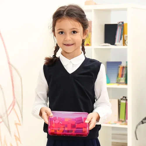 Vista 7 de Layhit 6 cajas de plástico para lápices, apilables, de plástico transparente, multiusos, de gran capacidad, caja de suministro de plástico duro