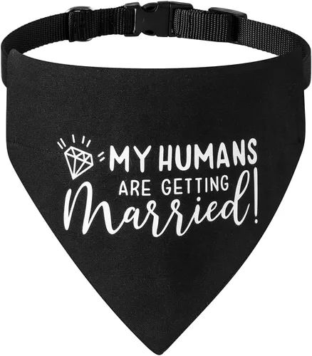 Vista 17 de El mejor collar de bandana de boda para perro, bandana de compromiso ajustable para mascotas con hebilla de liberación rápida y anillo en D