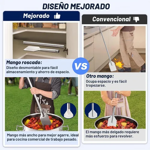 Vista 4 de ARC - Paleta mezcladora de acero inoxidable de 36 pulgadas con mango
