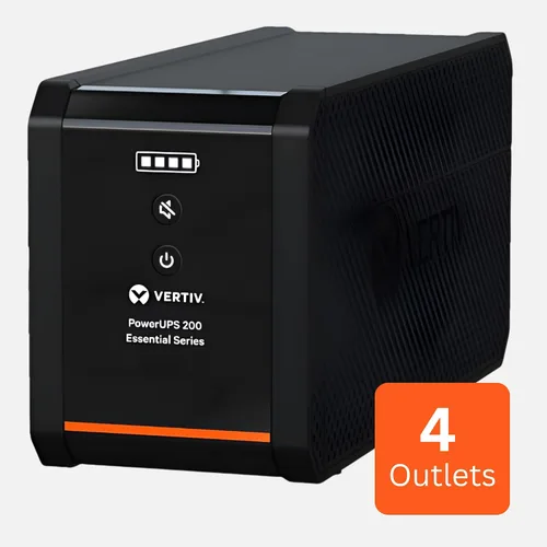 Vista 2 de Vertiv PSA6E-600LVT 600VA y 360W PowerUPS 200 Essential 120V Line Interactive Desktop UPS