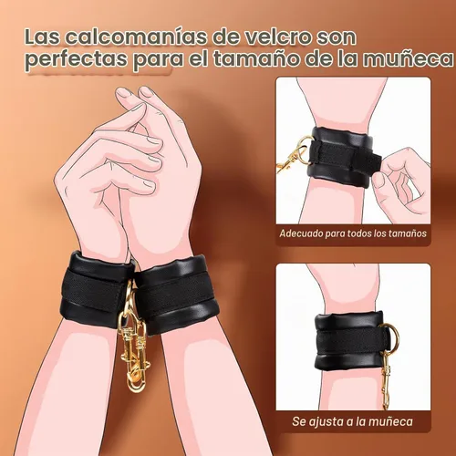 Vista 6 de UTIMI - Puños sexuales ajustables – Restricciones BDSM de cuero sintético de primera calidad