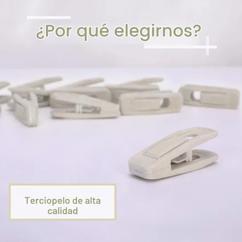 Vista 4 de Trgowaul Perchas de terciopelo - Clips fuertes para pantalones delgados (20 unidades, beige)