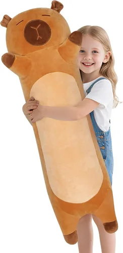 Vista 8 de 33 ih Lindo peluche de Capybara, peluche de Capybara, almohada corporal larga de Capibaras Peluches Kawaii, peluches decorativos, regalos