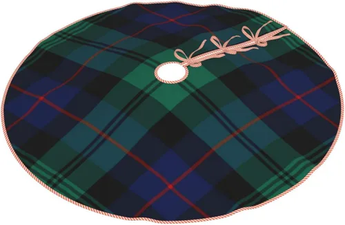 Vista 2 de Falda de árbol de Navidad de 48 pulgadas, diseño de clan Urquhart Tartán azul y verde, falda de árbol de Navidad a cuadros escoceses para fiestas