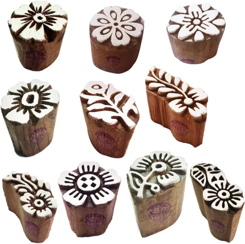 Vista 19 de Sellos de impresión de arcilla Arty Crafty pequeños bloques de madera con forma floral (juego de 10) Htag2101