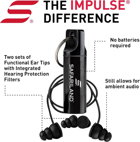 Vista 3 de Safariland Pro Impulse Plus Hearing Protection, in Ear Earplugs with Keychain Storage Case – for Firing Range, Shooting and Hunting