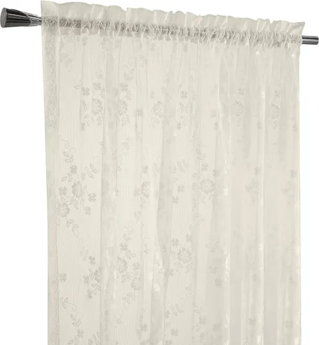 Vista 3 de Loft Living Melody Panel de cortina de encaje jacquard para ventana, 56 x 72 pulgadas, cáscara de huevo