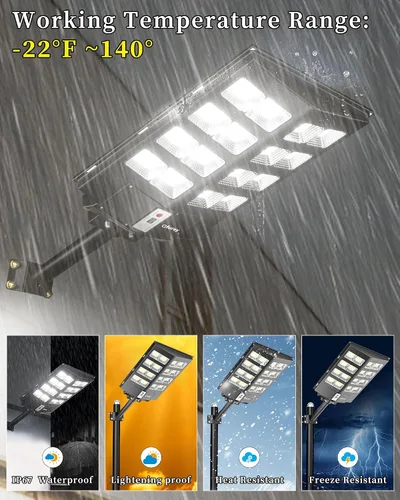 Vista 2 de BC-CA-8 cabeza Solar Flood Light, LED Area Light with Motion Sensor, Dusk to Dawn, Remote Control for Security Lighting in Streets, Barns