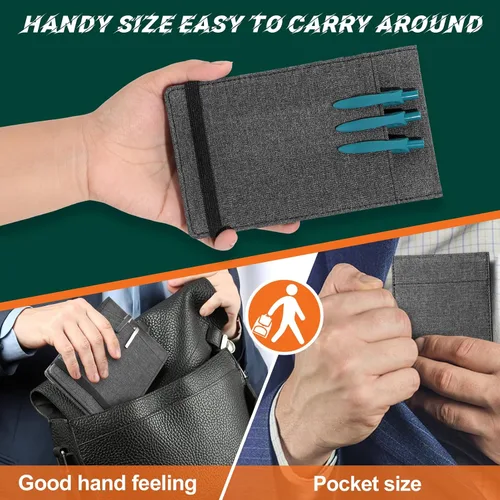 Vista 7 de Funda para Cuaderno para Rocketbook Mini y Field Notes con Espiral Superior (3.5"x5.5") - Estuche Resistente al Agua con Soporte para Bolígrafo