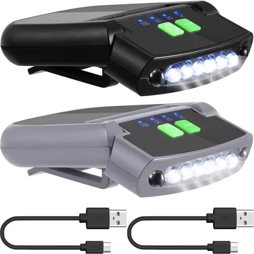Vista 18 de Mudder Linterna LED con clip para gorra USB recargable, linterna impermeable ultra brillante para sombrero, linterna de cabeza para pesca