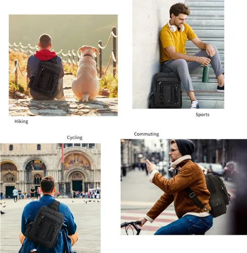 Vista 6 de Leaper Mochila bandolera para hombre bolsa de mensajero de lona para hombre, bandolera de una sola correa para portátil, senderismo, escuela