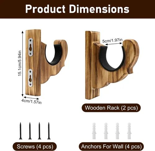 Vista 2 de Gun Rack for Wall - Wooden Gun Wall Mount with Foam Padding,Holds 30lb,Single Rifle & Shotgun Display Hanger for Ideal Gift for