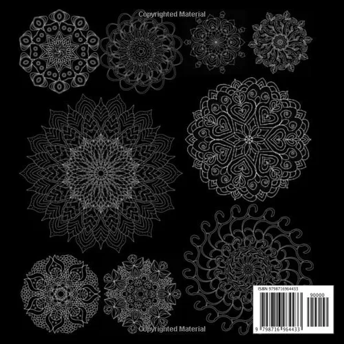 Vista 2 de Mandala Coloring Book for Everyone Black Background Midnight Edition Dark Flower Creative Color Art Easy Mandalas Simple Gel Pages