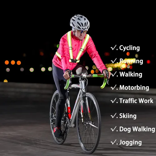 Vista 6 de High Visibility Reflective Vest Safety Vest Running Reflective Gear Adjustable Reflective Vest for Walking,Jogging,Hiking,Night Cycling