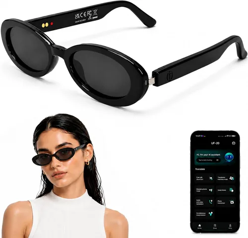 Vista 14 de GenXenon Gafas inteligentes para hombres y mujeres, lentes de luz azul transparente, gafas Bluetooth con altavoz, asistente de voz y toque