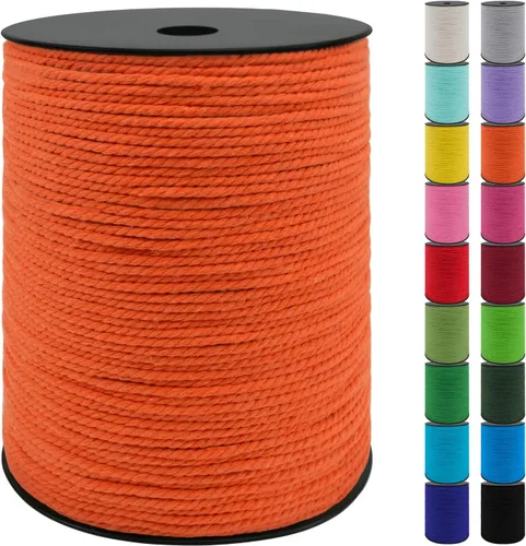 Vista 25 de JeogYong Cordón de algodón de 10mm, 22.86 metros de cuerda natural para macramé, hilo de 3 hebras torcido, cuerda para macramé para manualidades