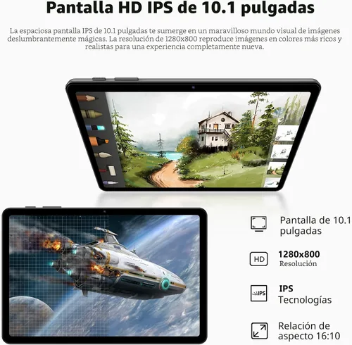 Vista 6 de Tablet Android 16, tableta de 10 pulgadas con teclado, Octa-Core, 24 GB de RAM 64 GB ROM 2 TB Expand, tabletas 2 en 1 con Gemini AI, 6000 mAh, WiFi