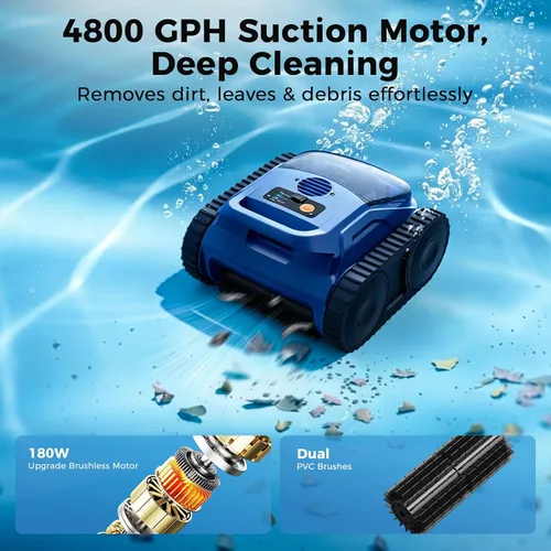 Vista 4 de Limpiador robótico inalámbrico para piscinas, aspiradora robótica automática para piscinas enterradas, limpieza de robot de piscina de spa de hasta