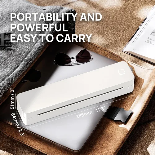 Vista 6 de Impresora portátil inalámbrica D830 para viajes, soporta papel térmico de 8.5 x 11 pulgadas, Bluetooth compatible con iOS, Android, laptop, beige