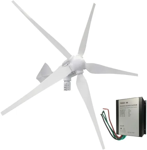 Vista 2 de Kit de energía eólica solar de 3 KW, sistema híbrido de 48 V, kit de carga de batería: generador de turbina eólica de 1000 W + 20 paneles solares