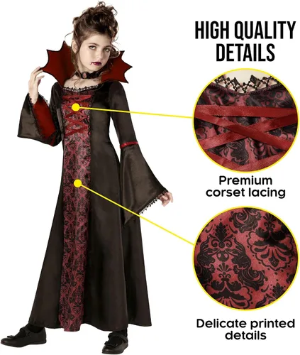 Vista 3 de Morph Halloween Vampire Costume For Girls Kids Girl Vampire Costume Scary Little Girl Vampire Costume Royal Vampire