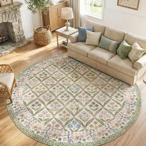 Vista 17 de jinchan Haden - Alfombra de entrada de 2 x 3 pulgadas, diseño floral vintage, lavable, suave, antideslizante, de pelo bajo, para puerta, cocina