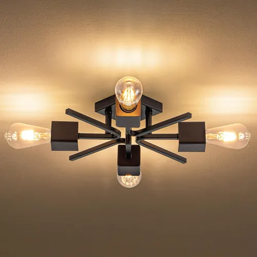 Vista 13 de 4 Luces Estilo Granja Sputnik Accesorios de Iluminación Accesorios de Techo Negro Industrial Lámpara Empotrada de Montaje al Ras Accesorio de Luz