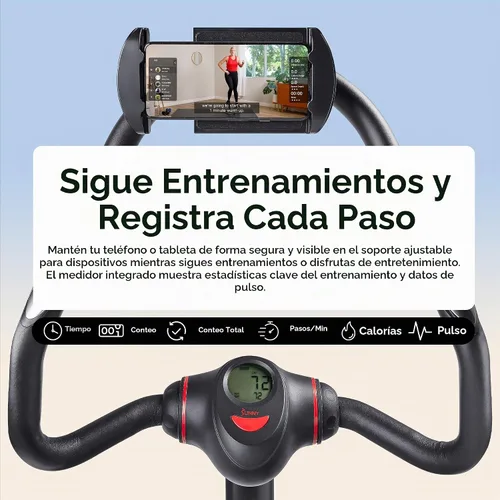 Vista 5 de Sunny Health & Fitness Smart Power Stepper with Resistance Bands for Cardio 2. Gris oscuro