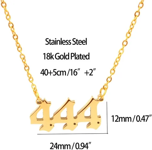 Vista 3 de HUTINICE Angel Number Necklace, 18K Gold Plated Dainty 111 222 333 444 555 666 777 888 999 Pendants Choker Necklace For Women Numerology Minimalist