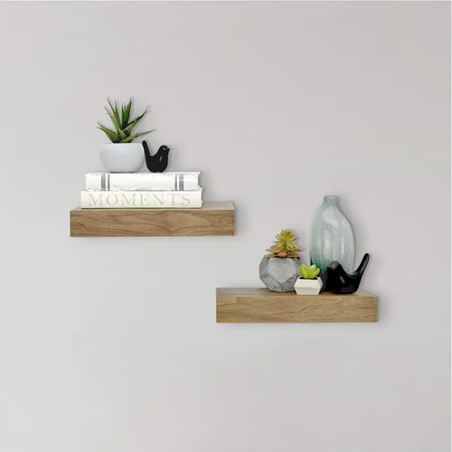 Vista 10 de MCS Estantes flotantes de grano de madera natural, 12 x 4 pulgadas, juego de 2, 12 x 4 pulgadas