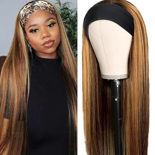 Vista 17 de Aiterina - Peluca de cabello humano con diadema de onda profunda para mujeres negras, cabello brasileño remy, sin pegamento, sin encaje frontal