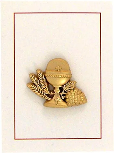 Vista 2 de Needzo Pin de solapa de primera comunión de cáliz IHS en tono dorado, 34 pulgadas, Metal