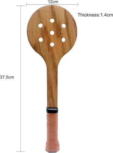 Vista 3 de Raqueta de pádel de tenis de cuchara de madera para entrenamiento de taladro de puntero de tenis casero