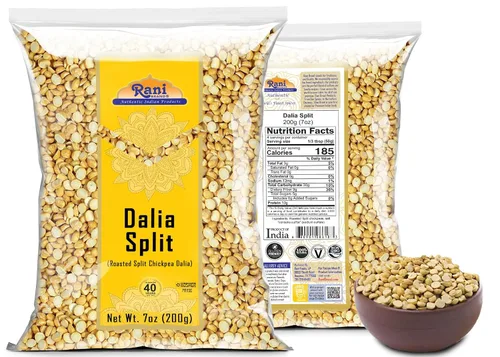 Vista 8 de Rani Daliya Split (Garbanzos partidos asados Dalia) 7oz (200g) ~ Todo natural Vegano Origen indio