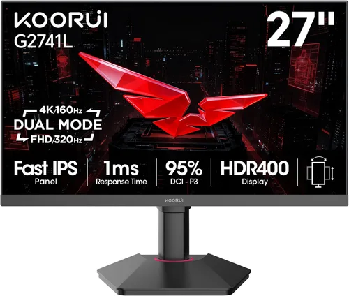 Vista 15 de KOORUI Monitor para juegos de 24.5 pulgadas, pantalla IPS FHD de 200 Hz 1080p, 1 ms (GG), HDR400, 90% DCI-P3, sincronización adaptativa, HDMI 2.0