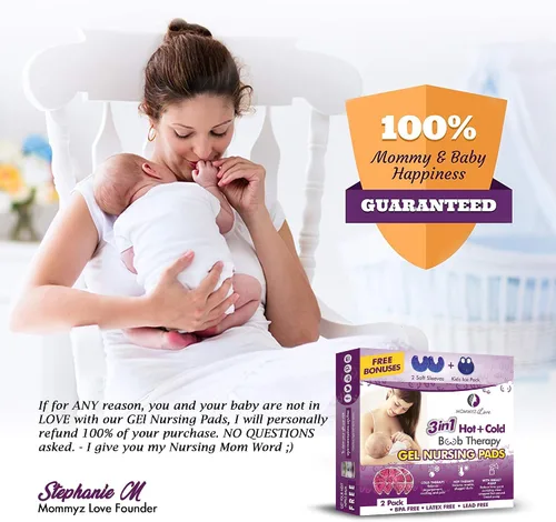 Vista 5 de Mommyz Love Almohadillas de lactancia de gel para lactancia materna – Almohadillas de gel para lactancia materna de terapia caliente y fría