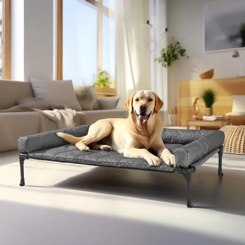 Vista 17 de Veehoo Cama Elevada Refrescante para Perro Añade Cojín Bolster Extraíble Impermeable Alfombrilla, Cuna Elevada para Mascotas con Malla Teslin