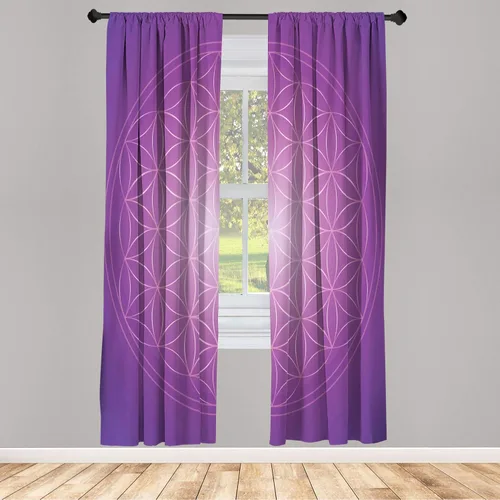 Vista 44 de Ambesonne - Cortinas amarillas para ventana, arte moderno escandinavo de escena de jardín con flores de tulipán y mariposas bailando, juego de 2