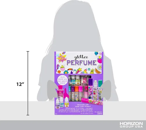 Vista 6 de Just My Style Horizon Group USA - Perfume de rodillo con purpurina multicolor, 10 x 9 x 13.5 pulgadas