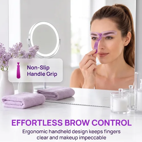 Vista 3 de Plantillas para cejas, 8 estilos reutilizables, kit de plantillas de cejas con mango ajustable y diadema para mujeres, 2 unidades 2 PIEZAS