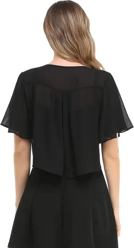 Vista 6 de Chal de gasa para mujer, con lazo frontal abierto, cárdigan para vestido de noche